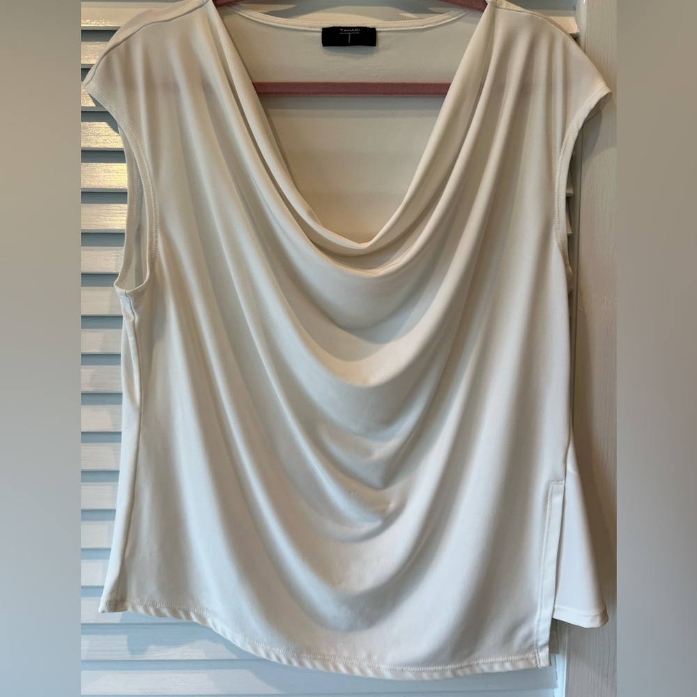 Tahari cream cowl neck top.  Large